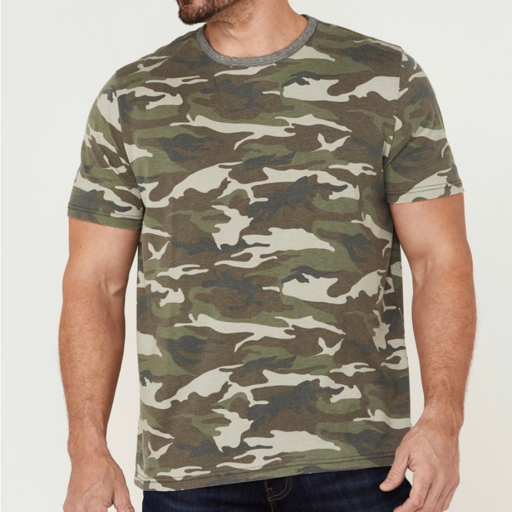 FLAG & ANTHEM MEN'S KNOXVILLE BURNOUT ARMY CAMO PRINT SHORT SLEEVE T-SHIRT (Med)